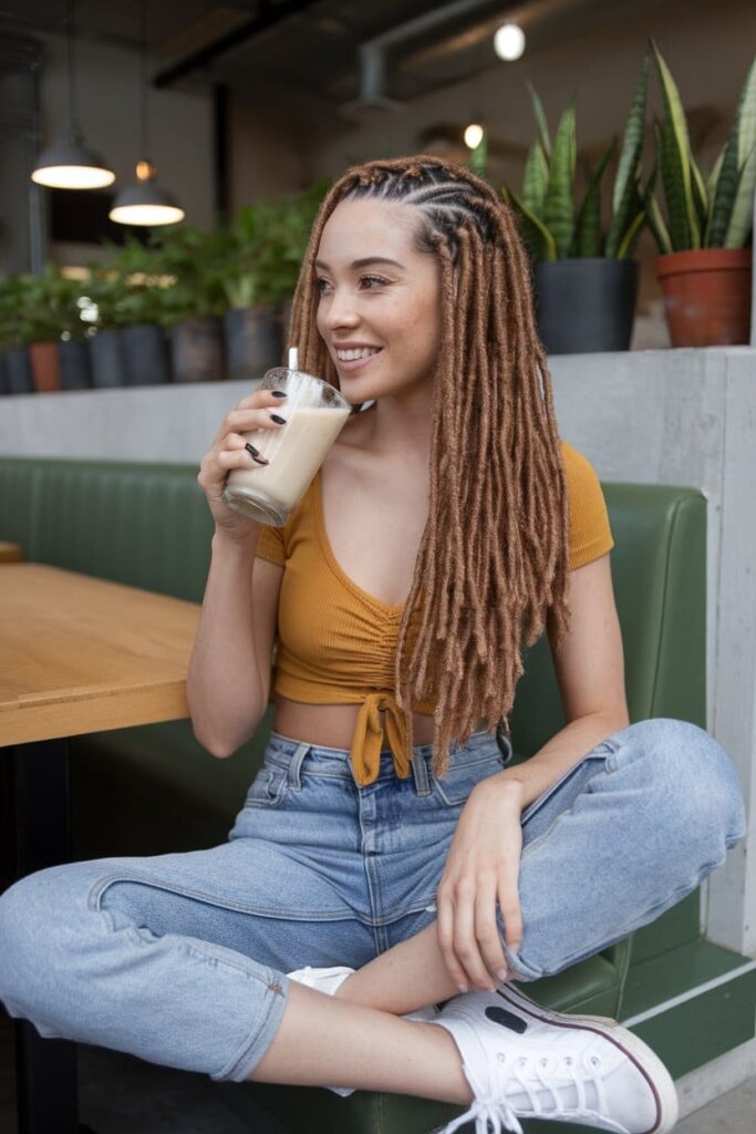 Locs with Side Part Undercut