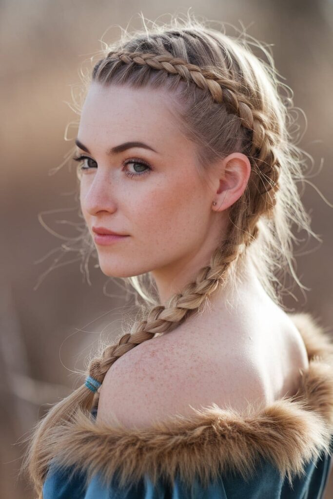  Side-Swept Dutch Braid in Viking Braids hairstyle 