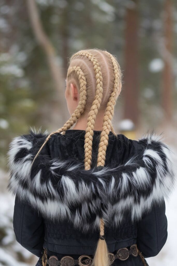 Intricate Cornrow Styles in Viking Braids hairstyle.