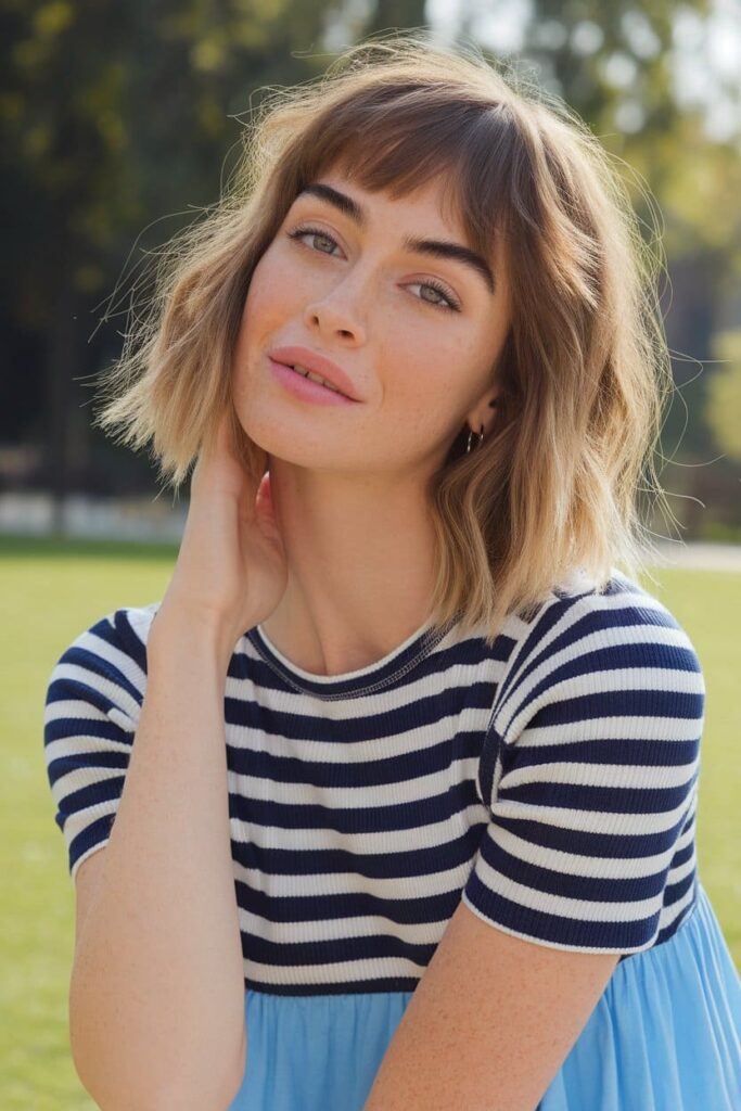 baby bangs with choppy bob