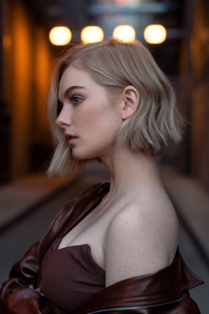 flared choppy bob with flicked 