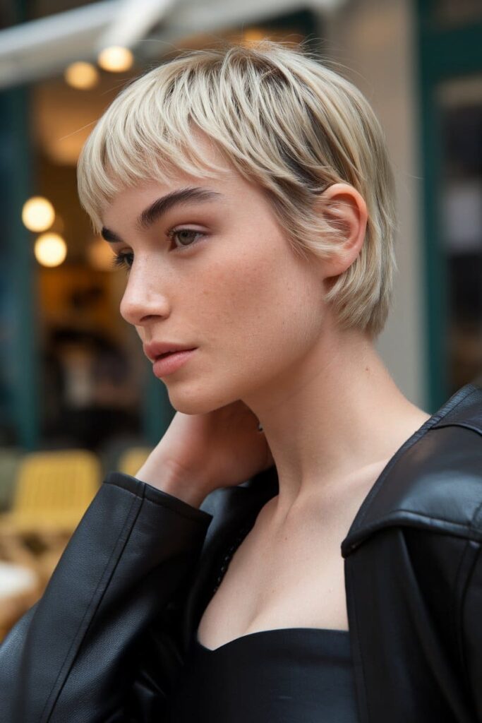 razored bob with blunt layers 