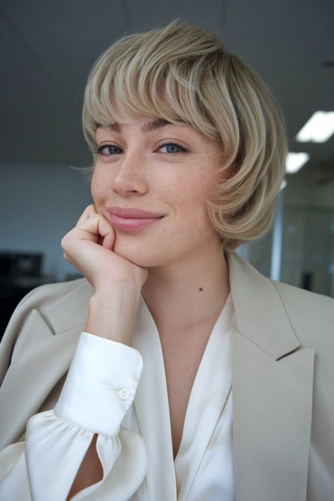 rounded choppy bob for softness 