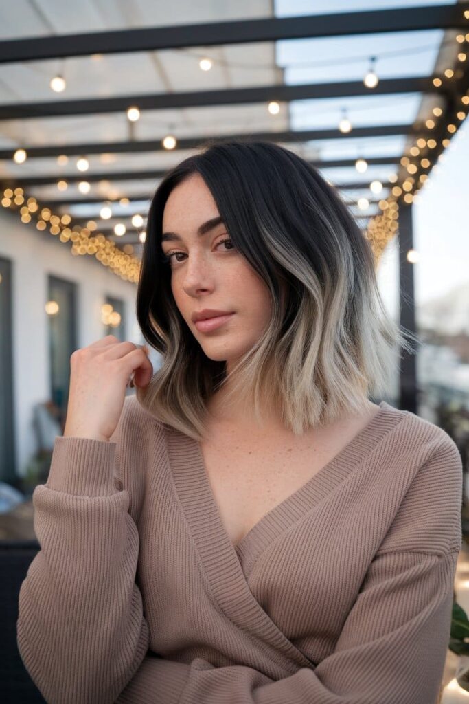  Black Hair with Subtle Brown Balayage