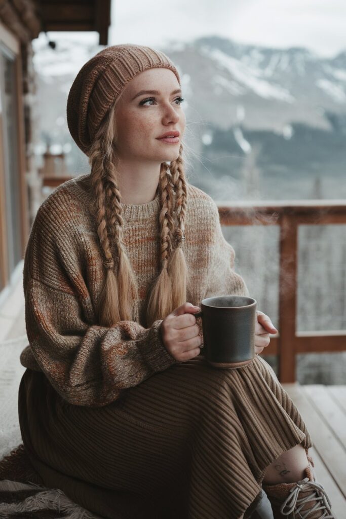 Bohemian Braids Under Beanie