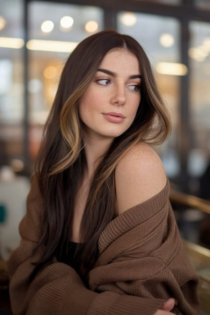 Dark-Long-Hair-with-Caramel-Toned-Money-Piece