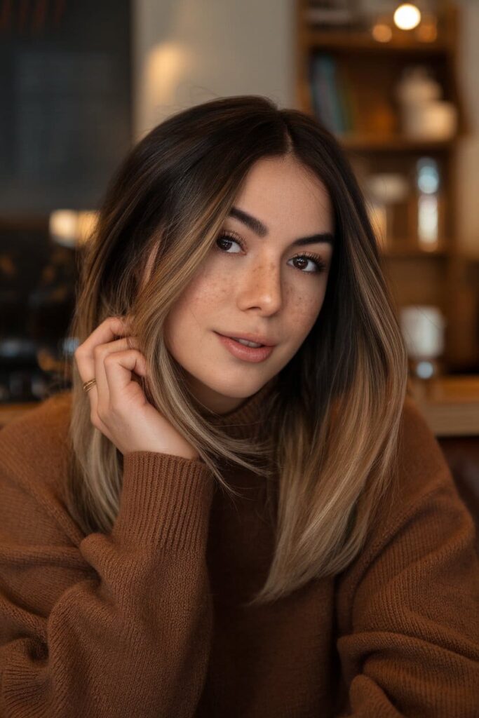 Subtle-Caramel-Balayage-on-Black-Hair